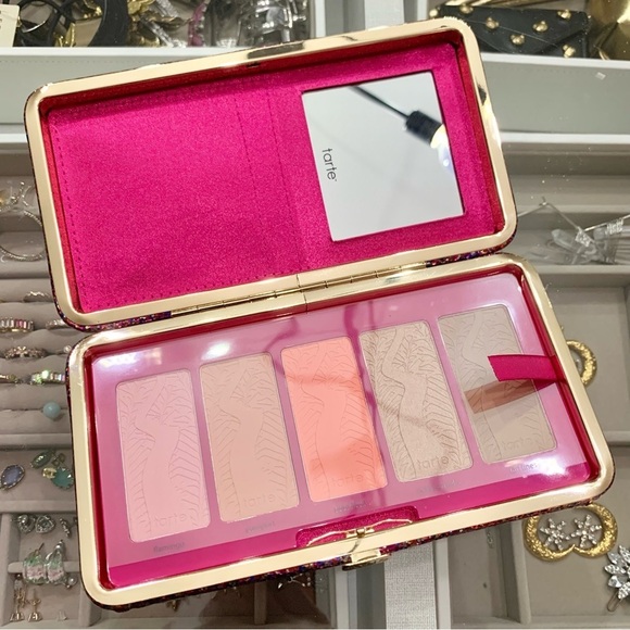 Tarte Life of the Party Blush Bronzer Palette in Reusable Glitter Clutch Bag - Picture 3 of 7
